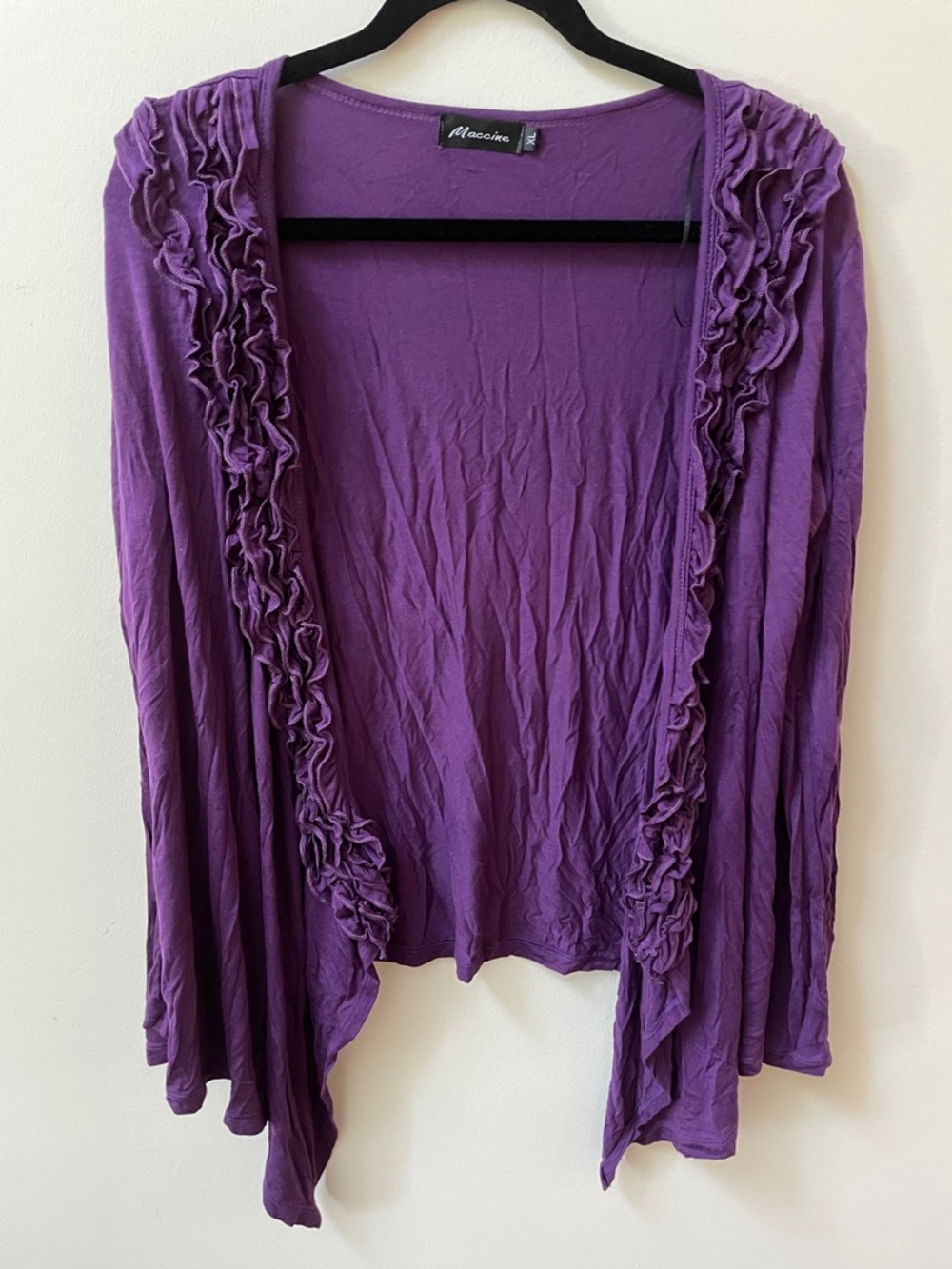 Ruffle-Trim Women's Cardigan Sweater maccine